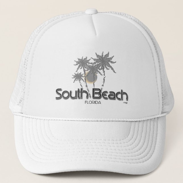 Casquette South Beach, Floride Graphic Grey Palms Cool (Devant)