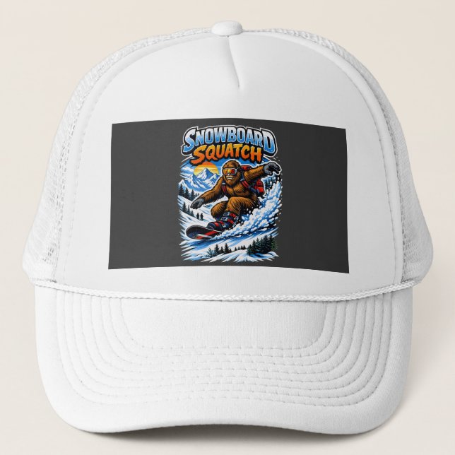 Casquette Squatch en snowboard – Bigfoot drôle en snowboard  (Devant)