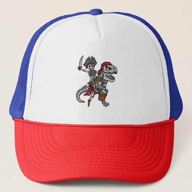 Casquette Squelette de dinosaure de pirate d'Halloween (Devant)