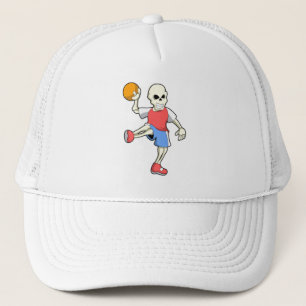 Casquette Squelette de joueur de handball avec ballon de han