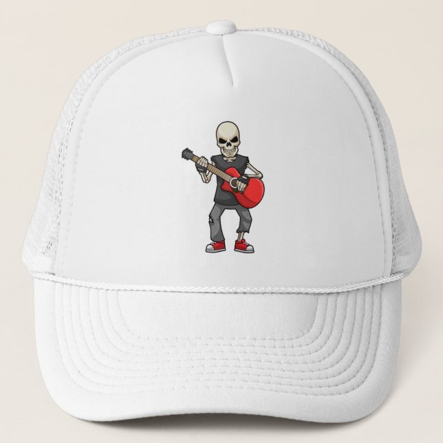 Casquette Squelette en musique avec guitare (Devant)