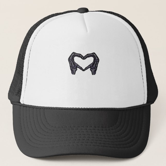 Casquette Squelette Mains Formant Un Coeur (Devant)
