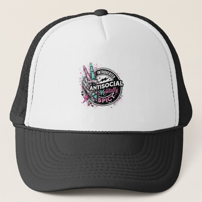 Casquette Squelette Mentalement Épicé Antisocial Introverti (Devant)