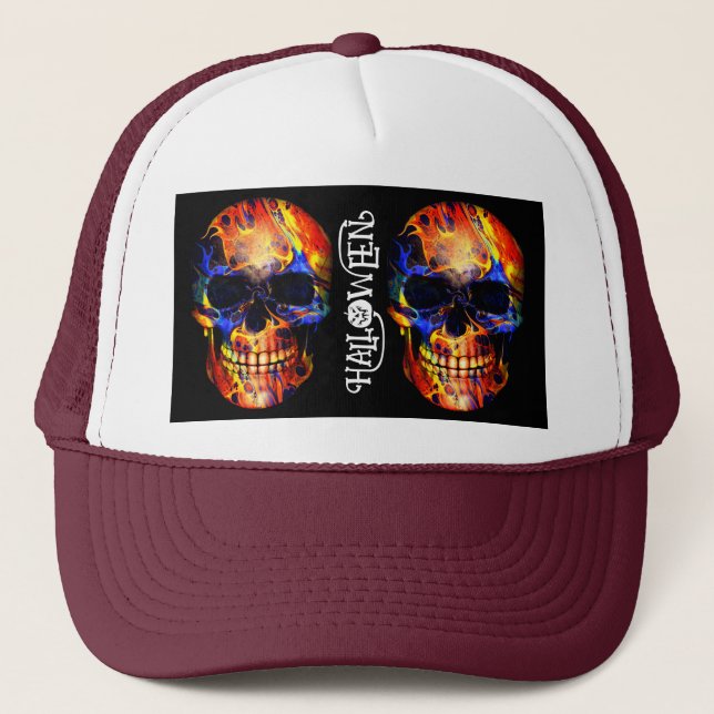 CASQUETTE SQUELETTE SKULL COLORÉE HAPPY HALLOWEEN APPAREL (Devant)