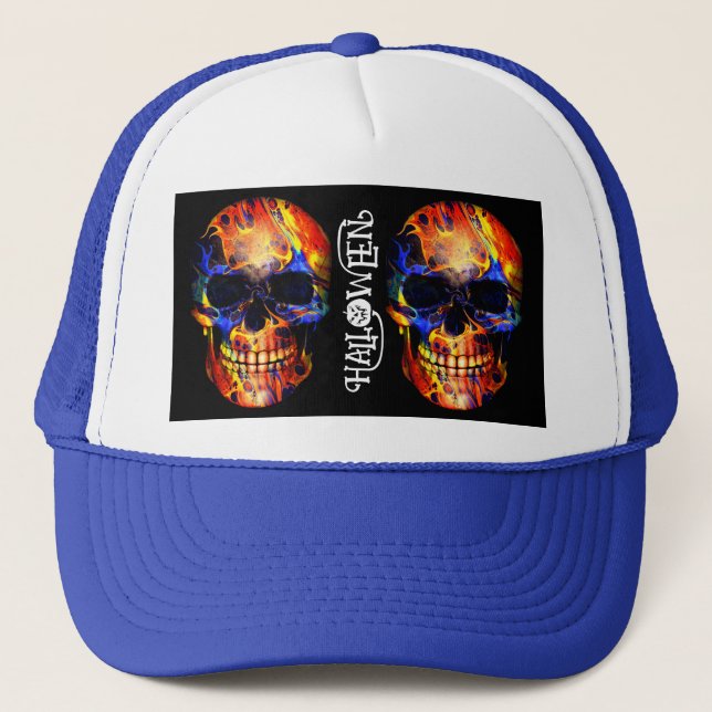 CASQUETTE SQUELETTE SKULL COLORÉE HAPPY HALLOWEEN APPAREL (Devant)
