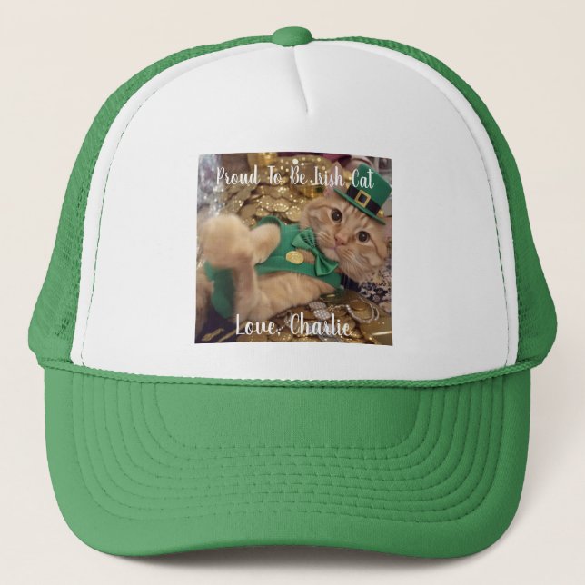 Casquette St Patrick's Day Leprechaun Cat  (Devant)