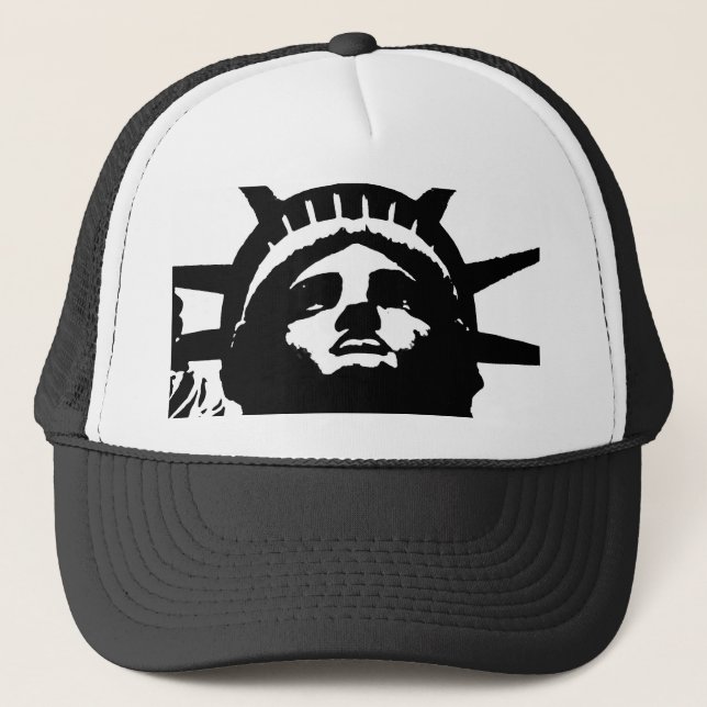 Casquette Statue d'Art Pop Noir & Blanc de la Liberté (Devant)