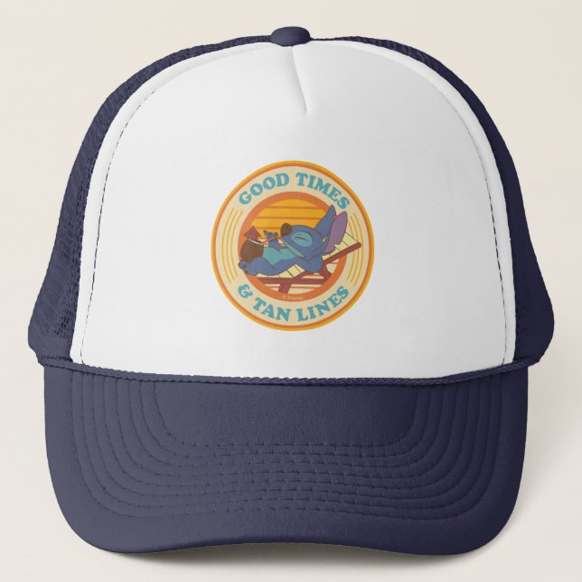Casquette Stitch | Bons temps et lignes de bronzage (Devant)