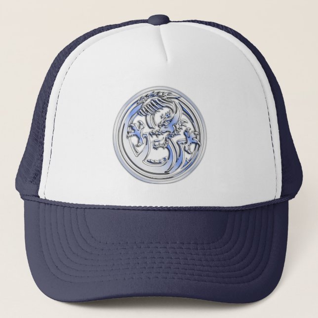 Casquette Style Chrome badge Dragon sur Carbon Fibre Print (Devant)