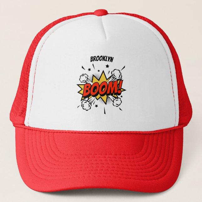 Casquette Style comique fun boom typographie pop art (Devant)