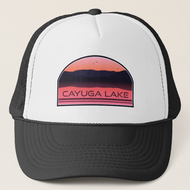 Casquette Sunrise rouge du lac Cayuga New York (Devant)