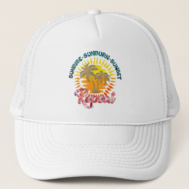 Casquette Sunrise-Sunburn-Sunset-Repeat | Vacances d'été (Devant)