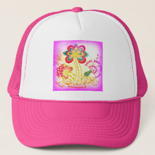 casquette super de style hippie rose palmier