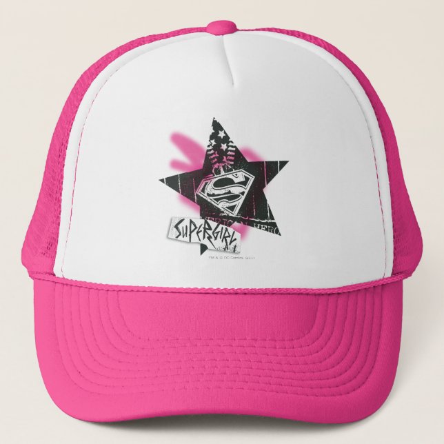 Casquette Supergirl Pink Spray Star Peinture (Devant)