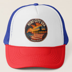 Casquette SURF CITY USA Coucher de soleil & Drapeau