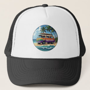 Casquette Surf ou rien Bus de plage rétro hippie groovy