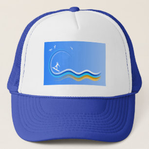 Casquette Surf's Up Surfer Surfing Silhouette Blue Hat