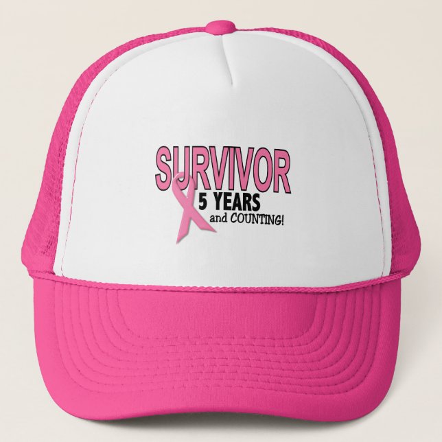 Casquette SURVIVANT de CANCER DU SEIN 5 ans et comptes (Devant)