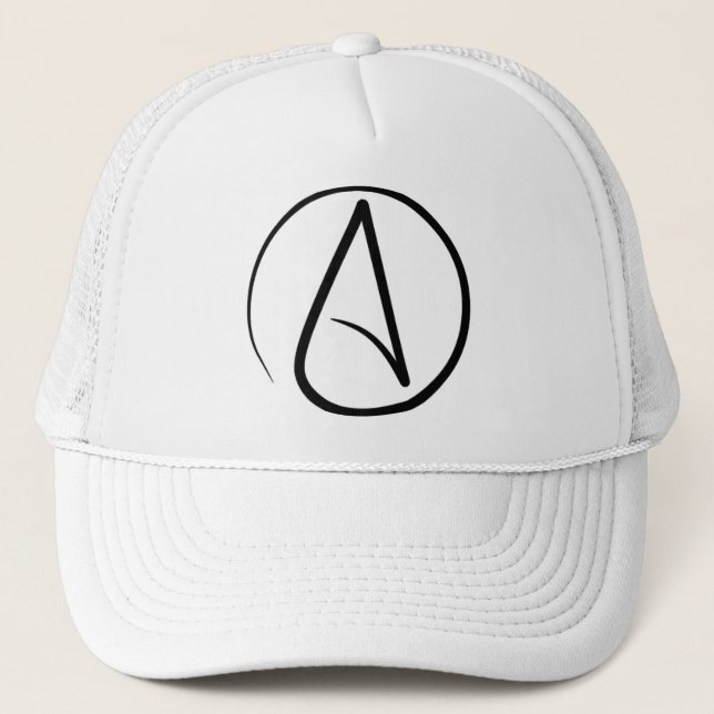 Casquette Symbole d'athéisme : noir sur le blanc (Devant)