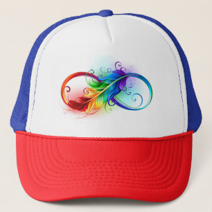 Casquette Symbole d'infini avec plume arc-en-ciel