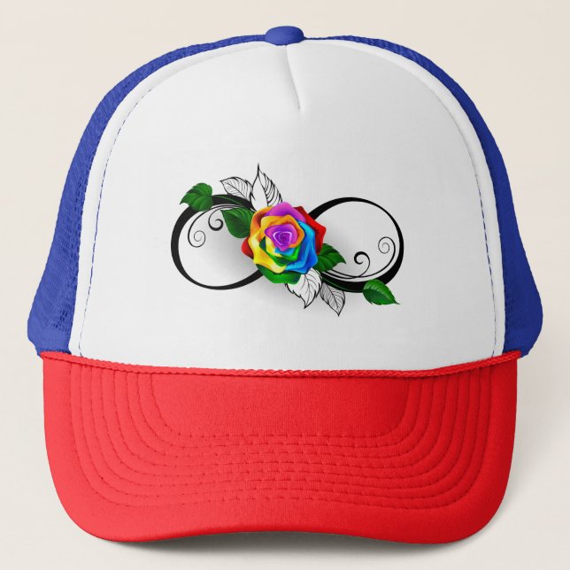 Casquette Symbole d'infini avec Rose arc-en-ciel (Devant)