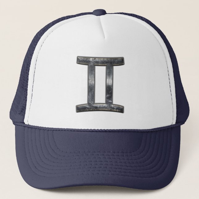 Casquette Symbole Gemini Zodiac en Grunge style dévêtu (Devant)