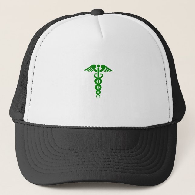 Casquette Symbole Médicale Caduceus Vert (Devant)