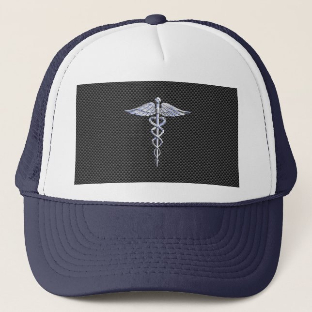 Casquette Symbole Médicale Chrome Caduceus Carbon Décor Fibr (Devant)