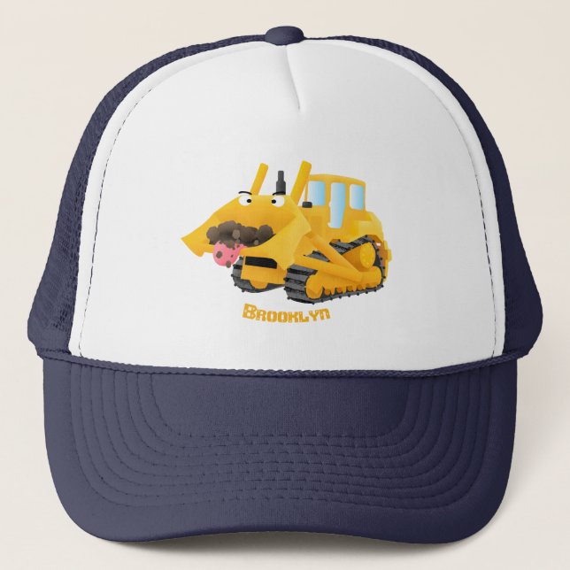 Casquette Sympa joli caractère de dessin animé au bulldozer  (Devant)