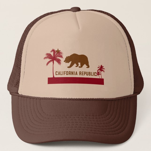 Casquette T-shirt de drapeau de la Californie - palmiers et (Devant)