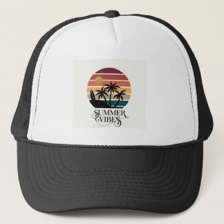 Casquette T-shirt design Été ambiance palmier coucher de sol