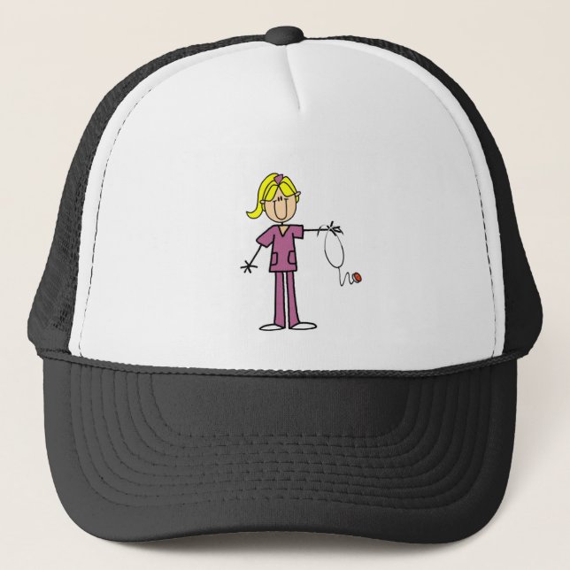 Casquette T-shirts Blond Female Stick Figure Nurse (Devant)