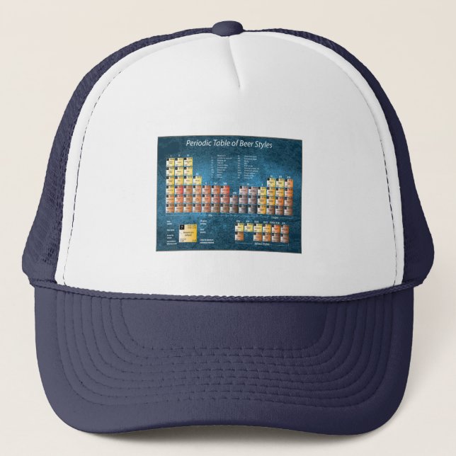 Casquette Table périodique bleue des styles de bière (Devant)