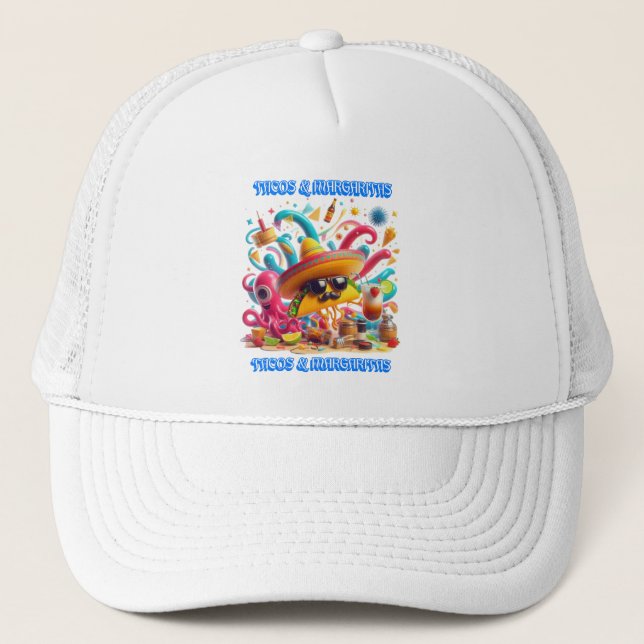 Casquette tacos Sombrero et lunettes de soleil et margaritas (Devant)