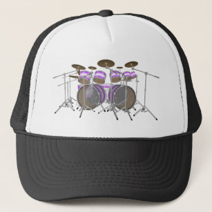 Casquette Tambours : Kit de tambour violet et blanc : Modèle