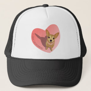 Casquette Tan Chihuahua in diamond pink collar en heart