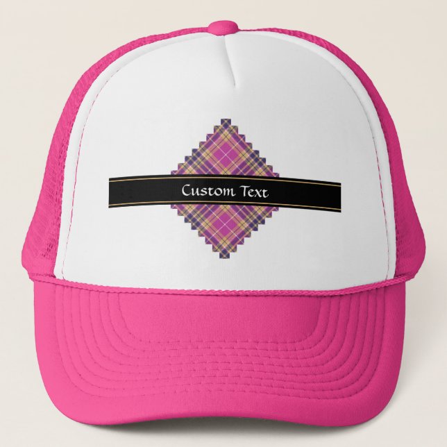 Casquette Tartan rose, or et bleu (Devant)