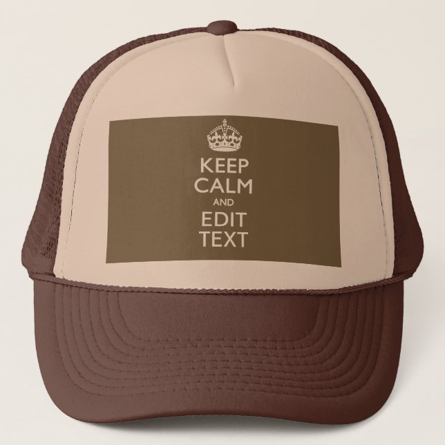 Casquette Taupe Gardez Le Calme Et Votre Texte Facilement (Devant)
