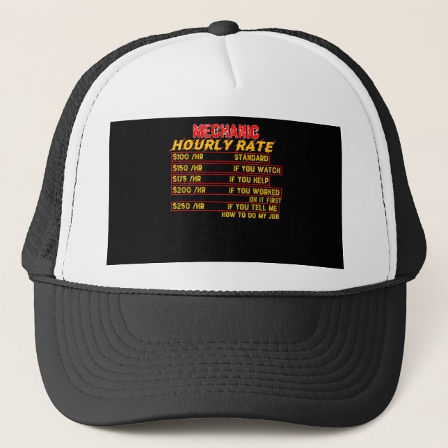 Casquette Taux horaire mécanique (Devant)