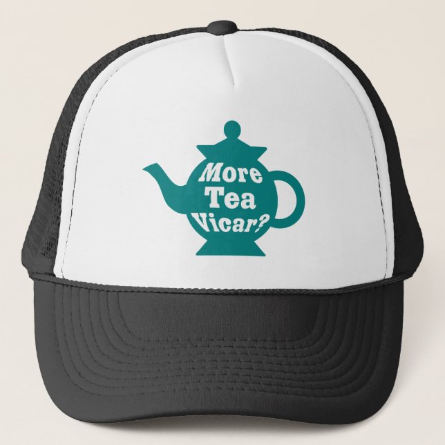 Casquette Teapot - Plus de thé Vicar ? - Turquoise et blanc (Devant)