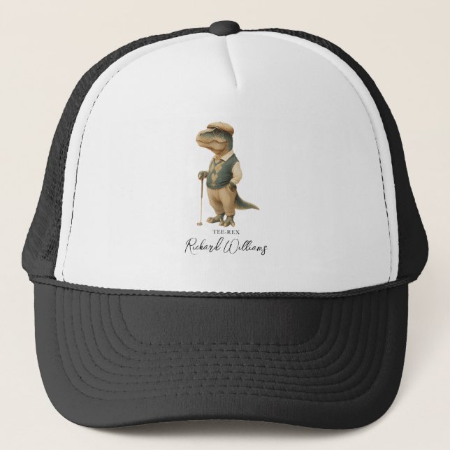 Casquette Tee-Rex golfeur dinosaure cool Signature Nom (Devant)