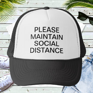 Casquette Tenir à jour la distance sociale Texte personnalis