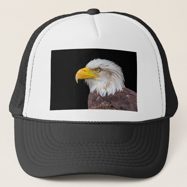 Casquette Tête d'aigle chauve sur le noir (Devant)