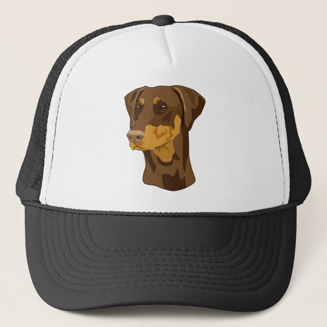 Casquette Tête de dobermann, rouge, Uncropped (Devant)