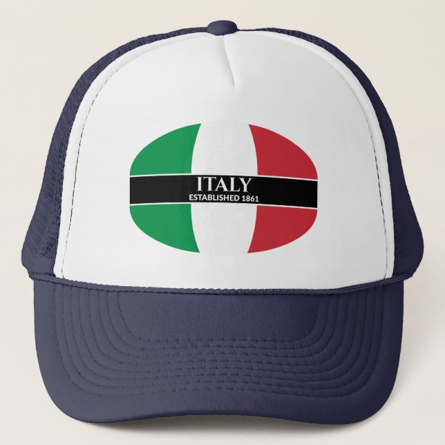 Casquette Texte Blanc Italie Établi Drapeau 1861 (Devant)