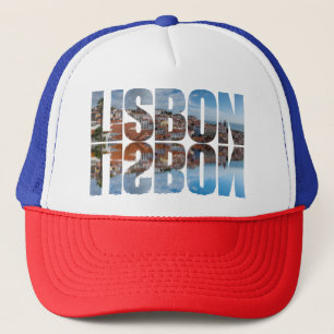 Casquette Texte de Lisbonne composé vieille ville vue avec r