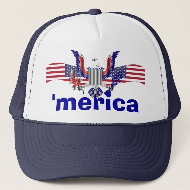 Casquette 'texte de merica avec l'aigle et le drapeau (Devant)