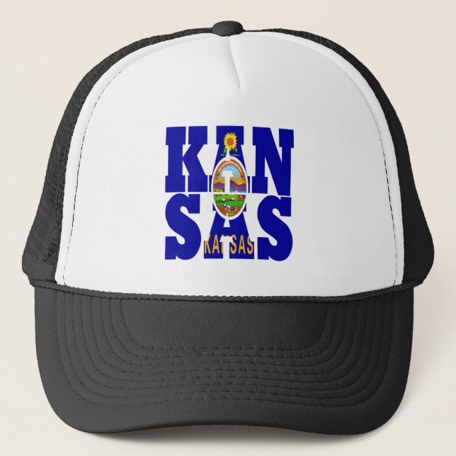 Casquette Texte du drapeau de l'État du Kansas (Devant)