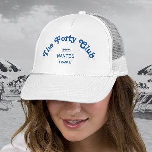 Casquette The Forty Club Rétro Bleu Crête Personnalisée Blan