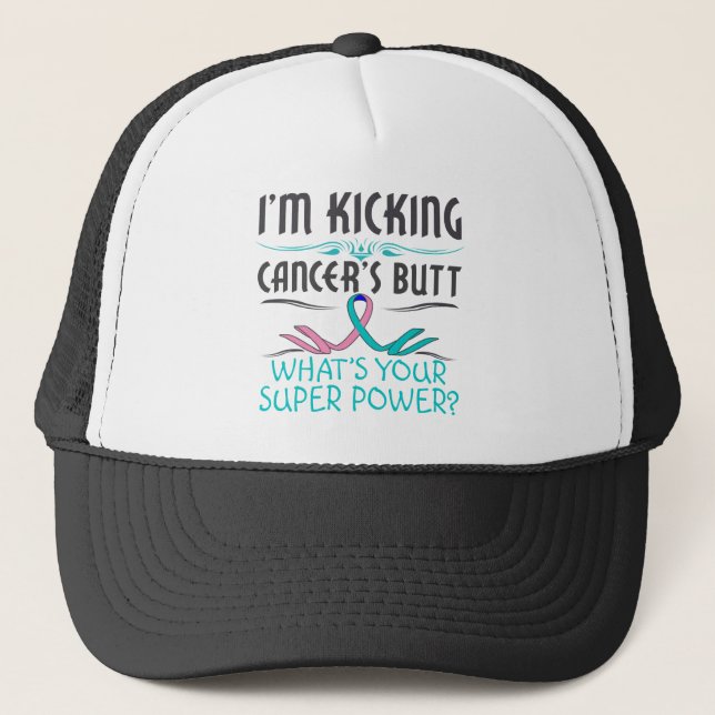 Casquette Thyroid Cancer Pousser le cancer mais super puissa (Devant)